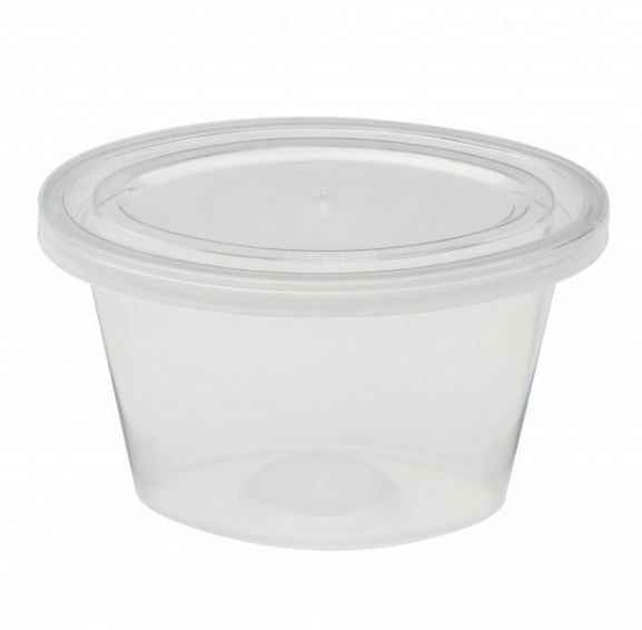 SATCO ROUND PLASTIC 4OZ CUPS WITH LIDS x 100