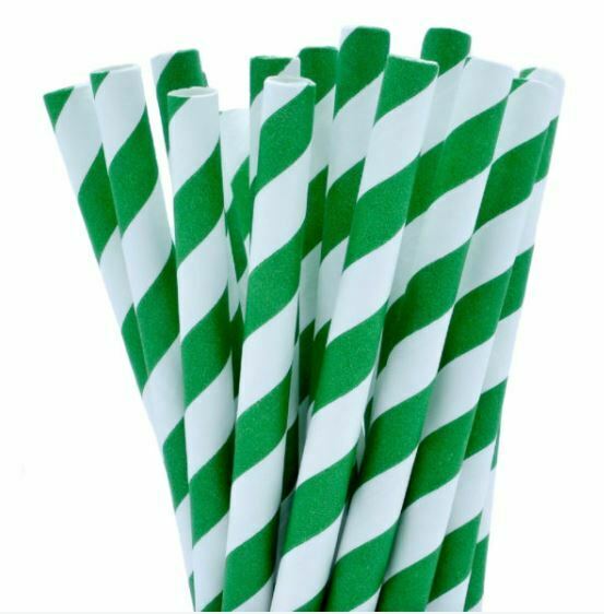 Green And White Party Drinking 100% Eco Biodegradable Compostable Paper Straws