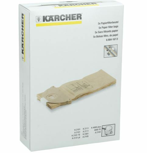 Karcher 5 x Paper Filter Bags K 2101, K 2111, K 4000 6.904-167, 4002667347920