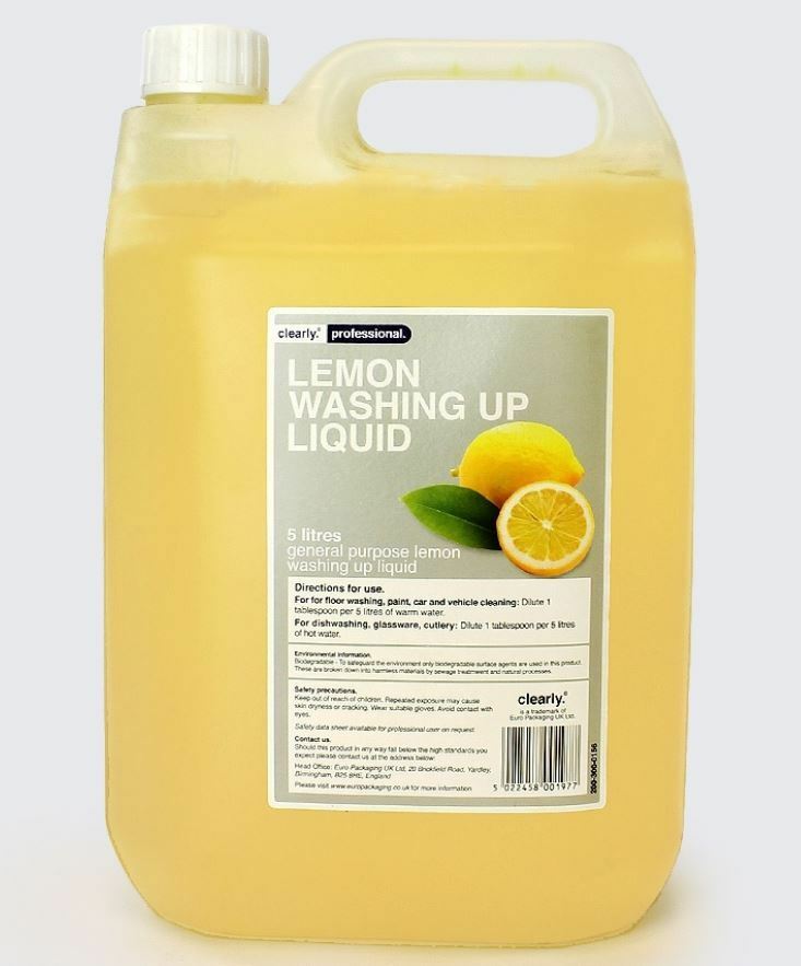 Concentrated Lemon Washing Up Liquid - Professional Catering Quality 5L