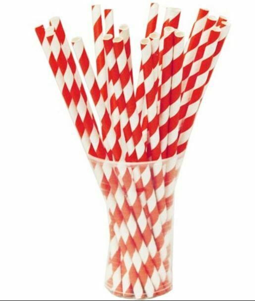 Paper Drinking Red & White Straws - Biodegradable Compostable Recyclable