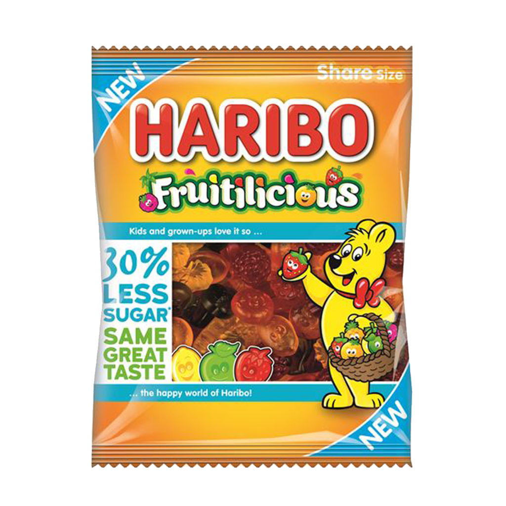 B3038 Haribo Fruitilicious 12 x 120g Prepacked Bags
