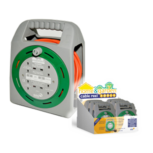 B495 4 Socket 20m 10A - Orange Cable - ( Grey/Green )