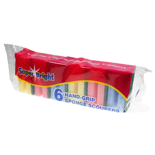 B742 Super Bright 6x Super Hand-Grip Sponge Cleaning Scourers