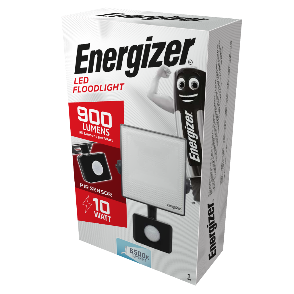 S10928 Energizer PIR LED Floodlight - 10W - 900 Lumen - 6,000K (Daylight)