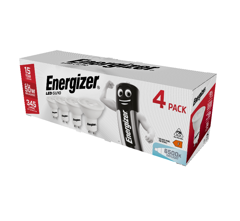 S14426 Energizer LED GU10 345lm 4.2W 6,500K (Daylight), Box of 4