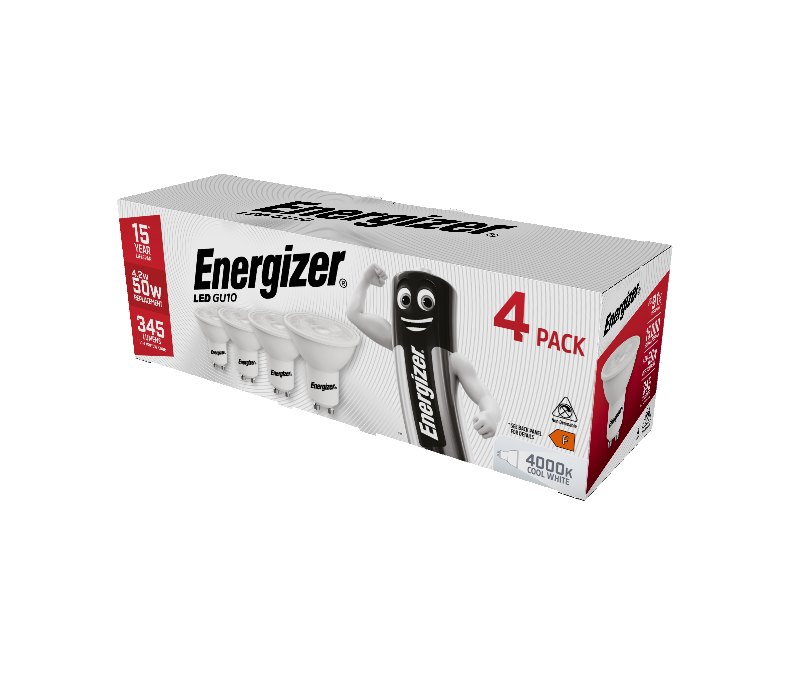 S15161 Energizer LED GU10 345lm 4.2W 4,000K (Cool White), Box of 4