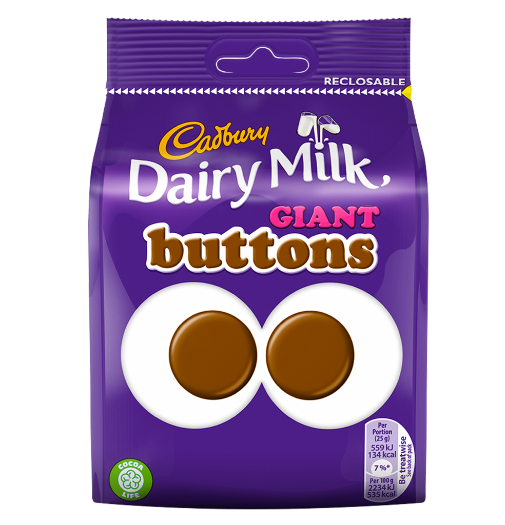 S17129 Cadburys Giant Buttons Bag - 95g - Price Marked (10 Pack)