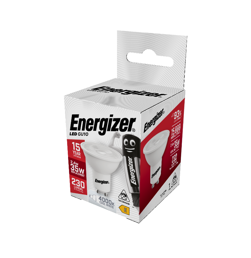 S8822 Energizer LED GU10 230lm 2.4W 4,000K (Cool White), Box of 1