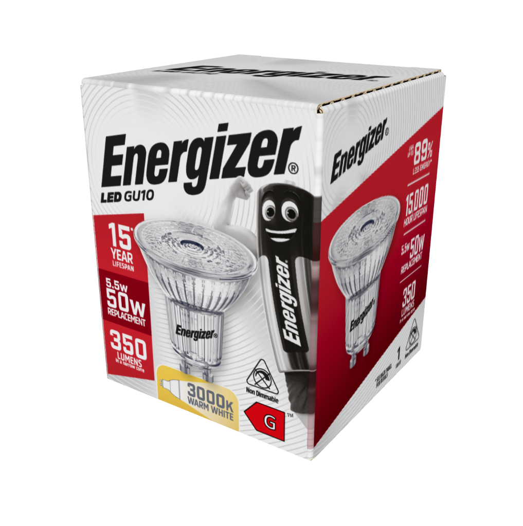 S9410 Energizer LED GU10 375lm 5.5W 2,700K (Warm White) Dimmable, Box of 1