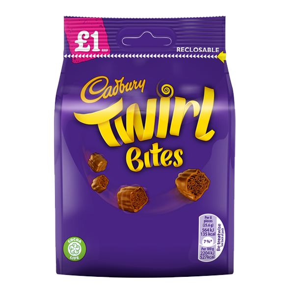T0999 Cadburys Twirl Bites - Price Marked - 95g Bag (10 Pack)